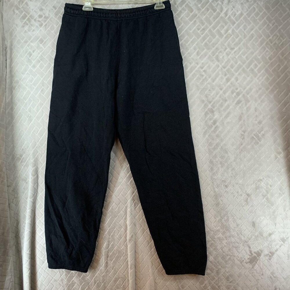 Athletic Works Adult L Sweat Pants Black Jogger Tapered Leg Pull On High Rise